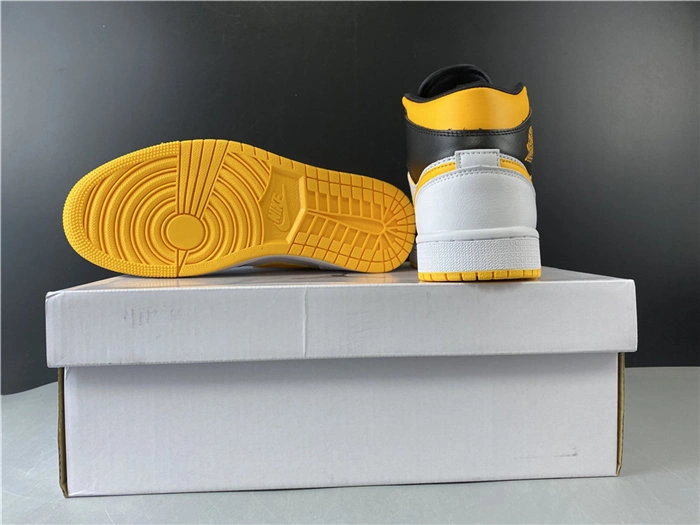 Jordan1 Mid white black yellow CV5276- Durable 3758