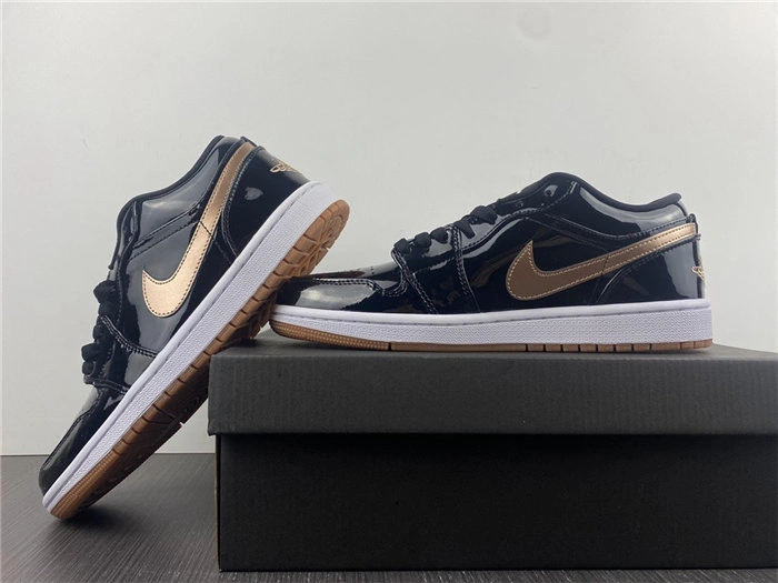 Jordan1 Retro Black Gold Patent 554723- Durable 3726